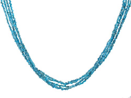 2.0mm Round Blue Apatite Rhodium Over Sterling Silver Beaded 5-Strand Necklace - Size 18
