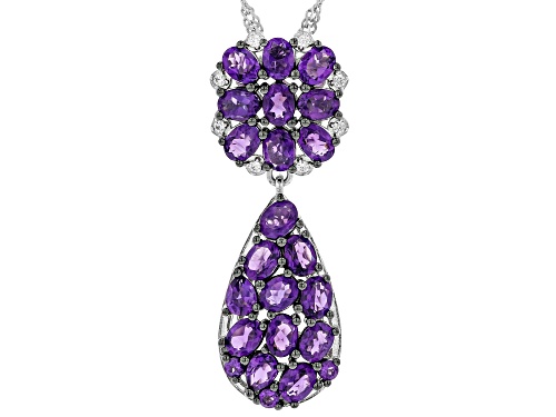 Photo of 2.77ctw African Amethyst With 0.10ctw White Zircon Rhodium Over Sterling Silver Pendant With Chain