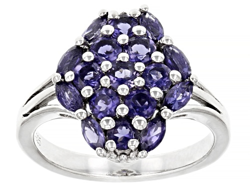 Photo of 0.73ctw Round And 0.43ctw Marquise Iolite Rhodium Over Sterling Silver Ring - Size 8