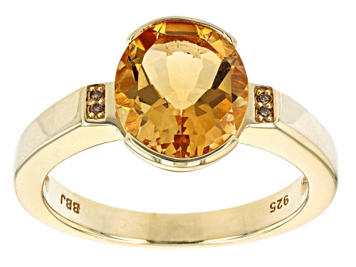 Photo of 2.75ct Golden Citrine And 0.01ctw Champagne Diamond Accent 18K Yellow Gold Over Silver Ring - Size 10