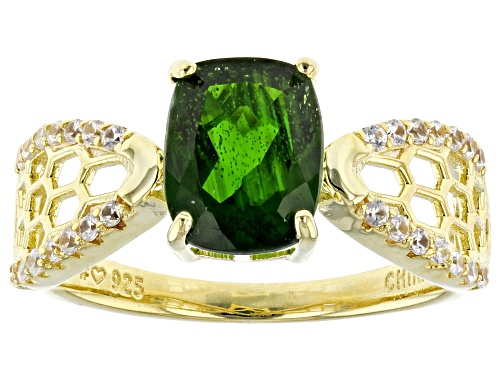 1.85ct Chrome Diopside And 0.30ctw White Zircon 18k Yellow Gold Over Sterling Silver Ring - Size 5
