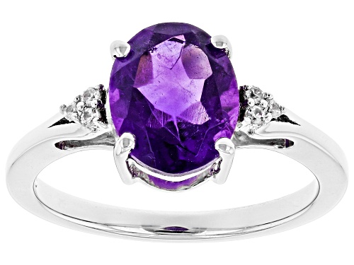 1.99ct Oval Amethyst With 0.05ctw Zircon Rhodium Over Sterling Silver ...