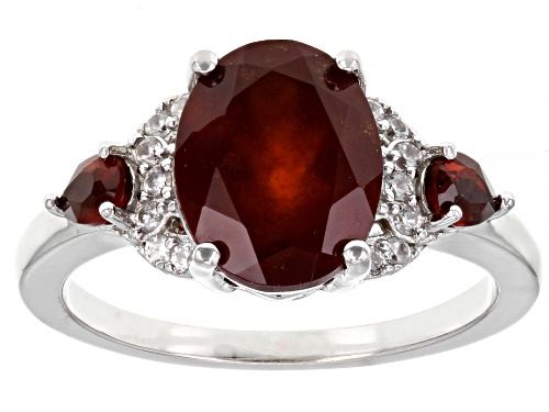 Photo of 2.63ct Hessonite With 0.35ctw Vermelho Garnet™ And 0.15ctw White Zircon Rhodium Over Silver Ring - Size 7