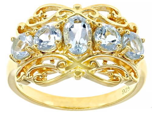 Photo of 1.52ctw Mixed Shapes Glacier Topaz™ 18k Yellow Gold Over Sterling Silver Ring - Size 8