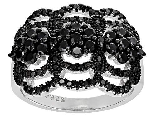 1.39ctw Black Spinel Rhodium Over Sterling Silver Ring - Size 7