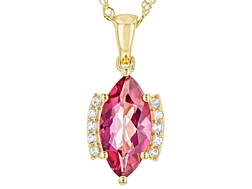 2.81ctw Pink And 0.17ctw White Topaz 18k Yellow Gold Over Sterling Silver Pendant With Chain