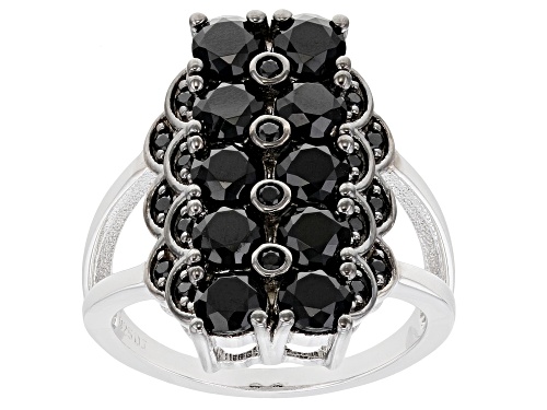 Photo of 2.55CTW ROUND BLACK SPINEL RHODIUM OVER STERLING SILVER RING - Size 8