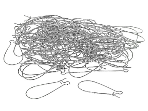 Ear Wire Kidney Shape with Open Loop in Silver Tone appx 33x12x0.7mm 100 Pieces Total