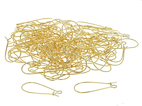 Ear Wire Kidney Shape with Open Loop in Gold Tone appx 33x12x0.7mm 100 Pieces Total