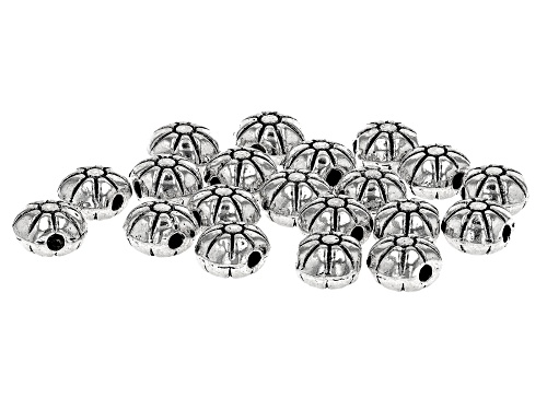 Antiqued Silver Tone Flower Shape Spacer Bead appx 7x1.2mm appx 20 Beads Total
