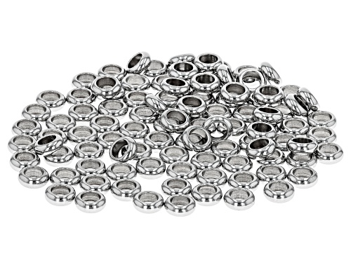 Stainless Steel Flat Round Large Hole Spacer Beads appx 100 Pieces Total