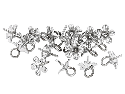 Stainless Steel Flower Design Cup appx 6mm with Peg Findings appx 20 Pieces in Total