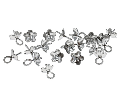 Stainless Steel Flower Design Cup appx 6mm with Peg Findings appx 20 Pieces in Total
