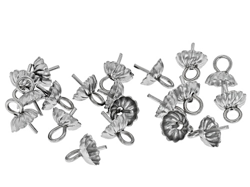 Stainless Steel Swirl Design Cup appx 6mm with Peg Findings appx 20 Pieces in Total
