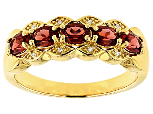 .82ctw Oval Vermelho Garnet(TM) & .02ctw Round White Diamond Accent 18k Gold Over Silver Band Ring - Size 7
