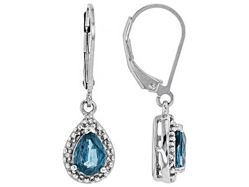 1.36ctw Teal Chromium Kyanite With .02ctw White Diamond Accents Rhodium Over Silver Dangle Earrings