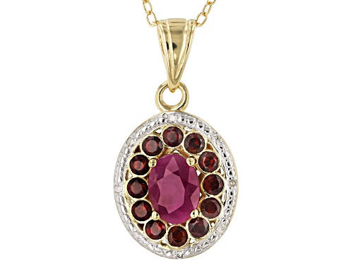.81ct ruby, .51ctw Vermelho Garnet(TM) & .02ctw diamond accent 18k gold over silver pendant w/chain