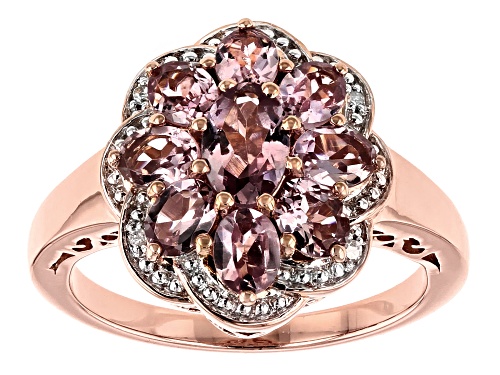 2.04CTW OVAL COLOR SHIFT GARNET WITH .01CTW WHITE DIAMOND ACCENT 18K ROSE GOLD OVER SILVER RING - Size 9