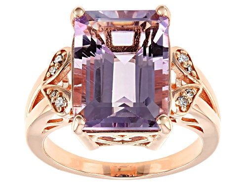 6.04ct Lavender Amethyst with .05ctw diamond accent 18k rose gold over silver ring - Size 8