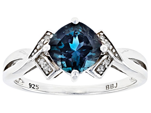 1.57CT LAB ALEXANDRITE WITH .03CTW WHITE DIAMOND ACCENT RHODIUM OVER STERLING SILVER RING - Size 9