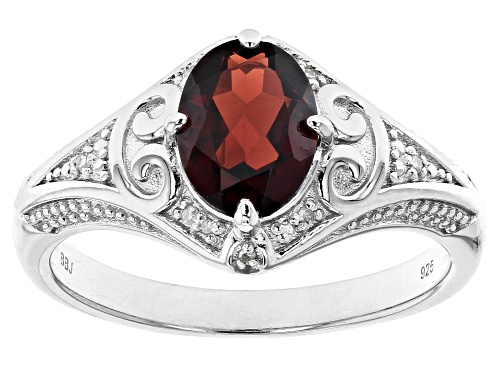 Photo of 1.15ct Oval Vermehlo Garnet(TM) with .04ctw white diamond accent rhodium over sterling silver ring - Size 9