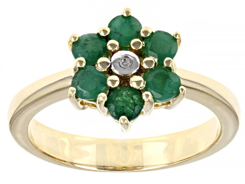 Photo of 0.65ctw Emerald with 0.01ct Single Diamond Accent 18k Yellow Gold Over Sterling Silver Ring - Size 7