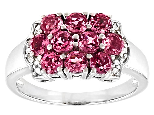 Photo of 1.27ctw Round Blush Color Garnet With 0.03ctw White Diamond Accent Rhodium Over Silver Ring - Size 9