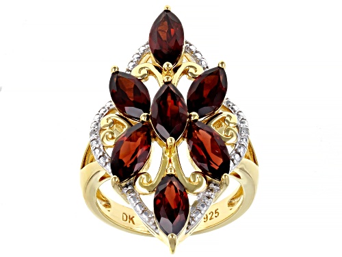 Photo of 3.57ctw Marquise Vermelho Garnet™ With 0.01ctw Diamond Accent 18K Yellow Gold Over Silver Ring - Size 8