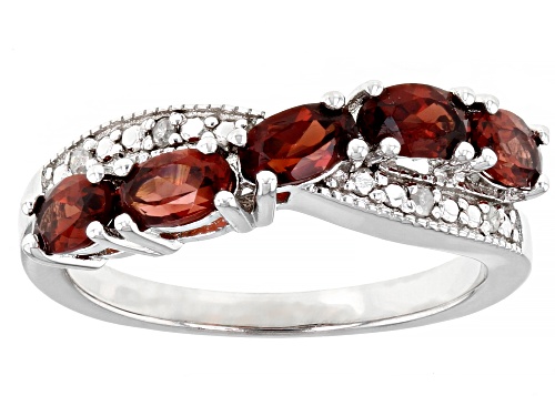 1.40ctw Vermelho Garnet™ with .03ctw White Diamond Rhodium Over Sterling Silver Ring - Size 7