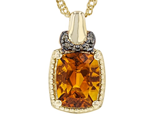 Photo of 2.34ct Madeira Citrine With .03ctw Champagne Diamond 18k Yellow Gold Over Silver Pendant With Chain