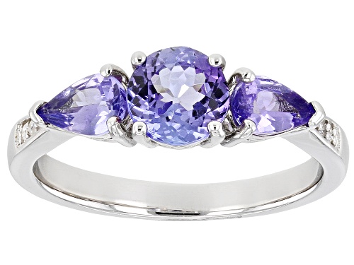 Photo of 1.38ctw Tanzanite With 0.02ctw White Diamond Accent Rhodium Over Sterling Silver Ring - Size 9