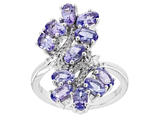 Photo of 2.15ctw Oval Tanzanite With 0.04ctw White Diamond Rhodium Over Sterling Silver Ring - Size 9