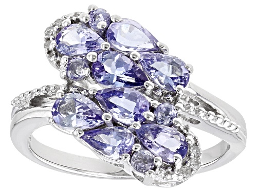 Photo of 1.70ctw Mixed Shapes Tanzanite With 0.03ctw White Diamond Accent Rhodium Over Sterling Silver Ring - Size 7