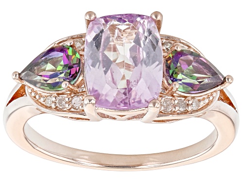 Photo of 2.42ct Kunzite With 0.77ctw Mystic Topaz And  White Diamond 18K Rose Gold Over Silver Ring - Size 7