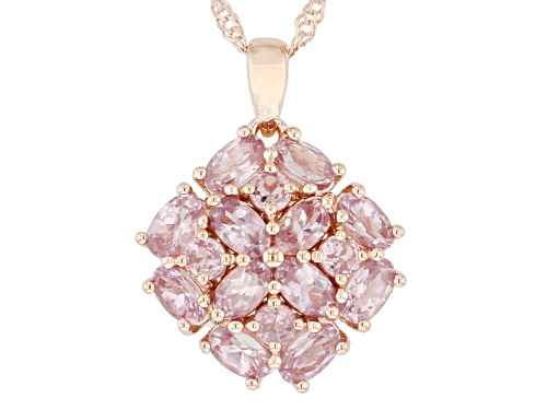 3.08ctw Oval & Round Color Shift Garnet 18K Rose Gold Over Sterling Silver Pendant With 18" Chain