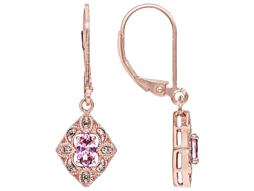 Photo of 0.50ctw Color Shift Garnet And 0.07ctw Champagne Diamond 18K Rose Gold Over Sterling Silver Earrings