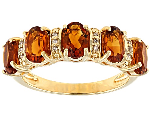 1.78ctw Oval Madeira Citrine With 0.05ctw Champagne Diamond Accent 18K Gold over Silver Ring - Size 9