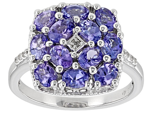 1.97ctw Tanzanite With White Diamond Rhodium Over Sterling Silver Ring - Size 9