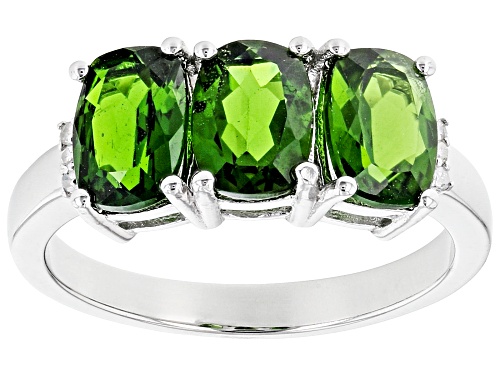 Photo of 2.27ctw Cushion Chrome Diopside And 0.03ctw White Diamond Accent Rhodium Over Silver Ring - Size 9