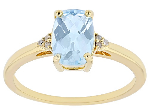 1.55ct Glacier Topaz™ And 0.03ctw White Diamond 18k Yellow Gold Over Sterling Silver Ring - Size 7