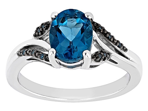 1.92ct London Blue Topaz With 0.03ctw Blue Diamond Rhodium Over Sterling Silver Ring - Size 6