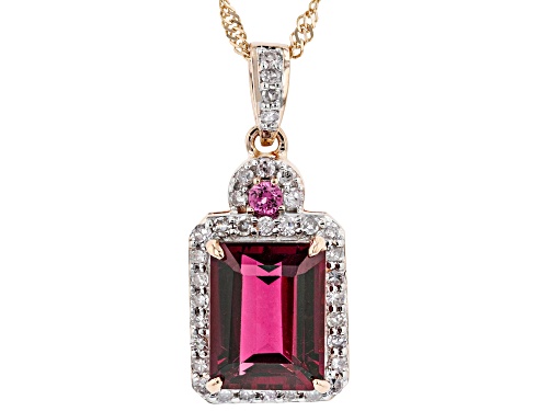 Photo of 2.51ctw Pink Tourmaline With Pink Spinel And White Diamond 14k Rose Gold Pendant With Chain.