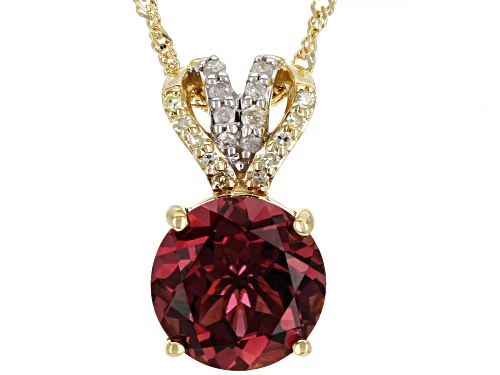 Photo of 1.82ctw Pink Tourmaline With Canary & White Diamond Accent 14K Yellow Gold Pendant With Chain