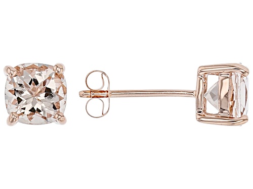 Photo of 1.40ctw Square Cushion Cor-De-Rosa Morganite™ 10k Rose Gold Stud Earrings