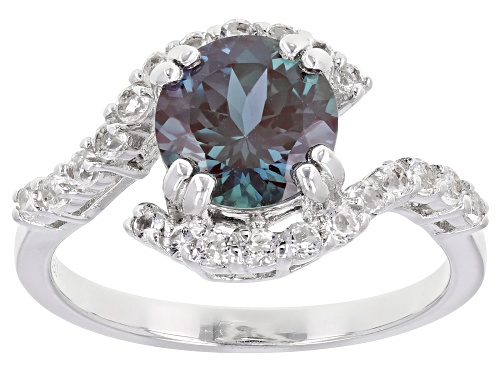 1.95ct  Lab Created Color Change Alexandrite & .49ctw White Topaz Rhodium Over Sterling Silver Ring - Size 10