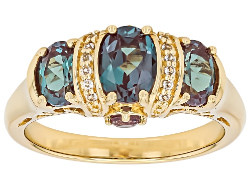 1.44ctw Lab Created Alexandrite with .03ctw White Topaz 18k Yellow Gold Over Sterling Silver Ring - Size 7