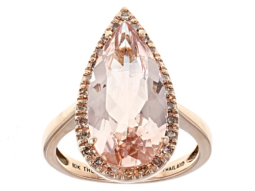Photo of 4.15ct Cor-De-Rosa Morganite ™ With .19ctw Champagne Diamond 10k Rose Gold Ring - Size 7