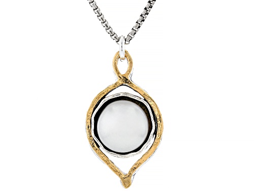 9.5-10mm White Cultured Freshwater Pearl Two-Tone Sterling Silver and 14k Gold Over Pendant Necklace - Size 18