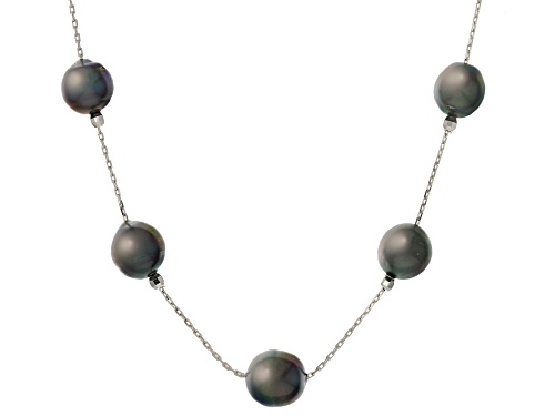 9-10 mm Cultured Tahitian Pearl Rhodium over Sterling Silver Necklace - Size 18