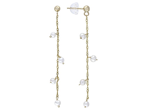 2.5-3mm White Cultured Freshwater Pearl 14k Yellow Gold Earrings